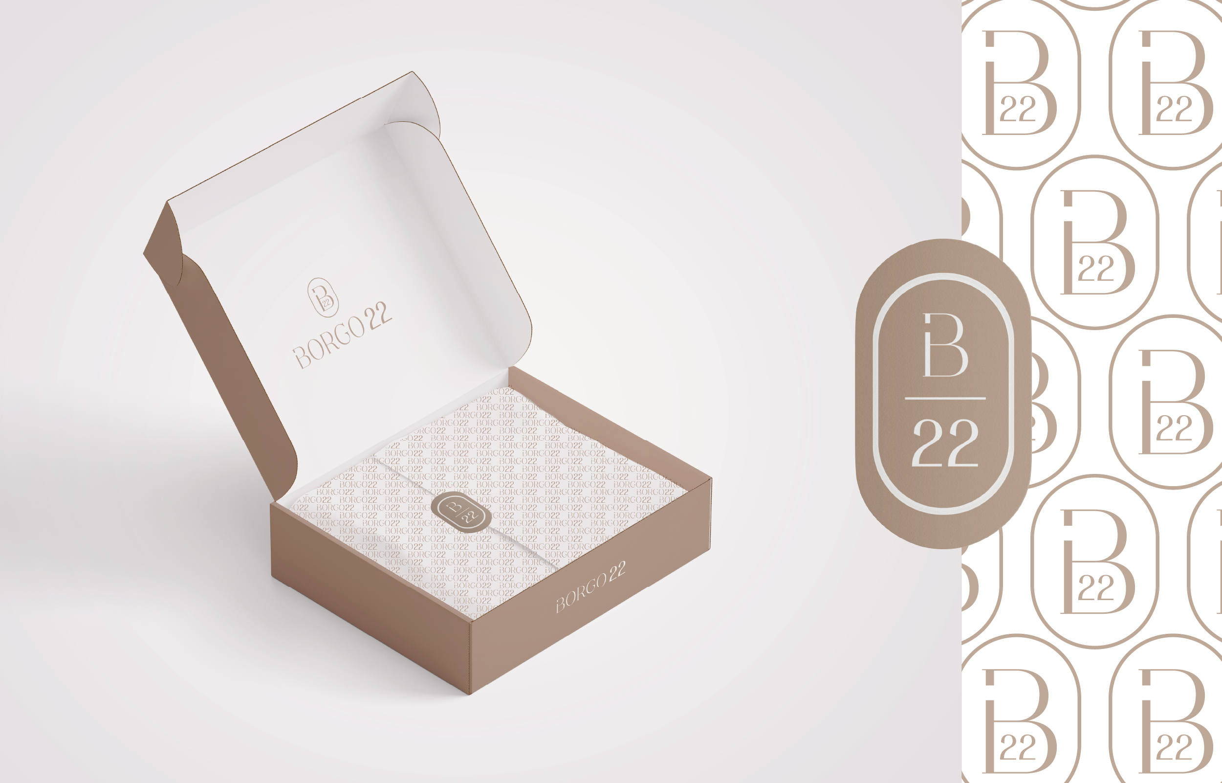 Packaging elegante da unboxing di Borgo 22 Progettato da Valeria Plasmati